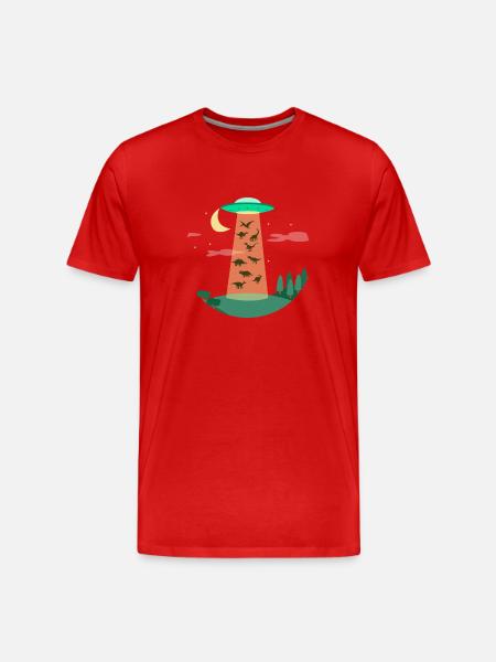 Flying Saucer Dinosaur - Men's Premium Organic T-Shirt - red