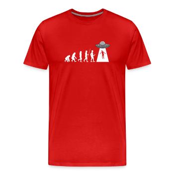 Evolution Alien Abduction - Men's Premium Organic T-Shirt - red - Front - Damien (186cm)