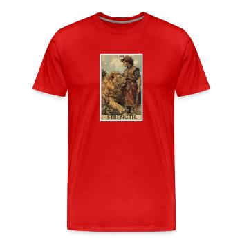 Tarotkarten Tarotkarte Strength Kraft - Männer Premium Bio T-Shirt - Rot - Vorne - Damien (186cm)