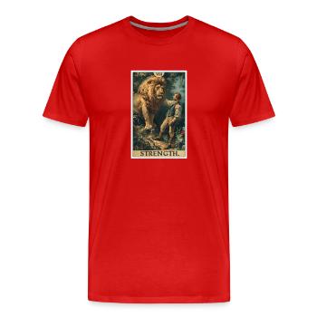 Tarotkarten Tarotkarte Strength Kraft - Männer Premium Bio T-Shirt - Rot - Vorne - Damien (186cm)