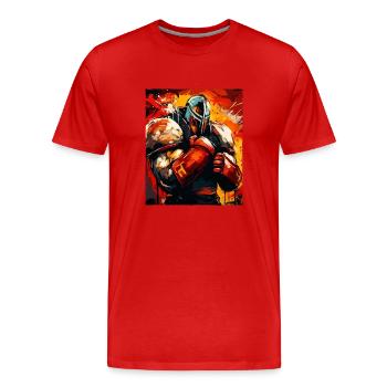 Chevalier boxeur combattant - T-shirt bio Premium Homme - rouge - Devant - Damien (186cm)