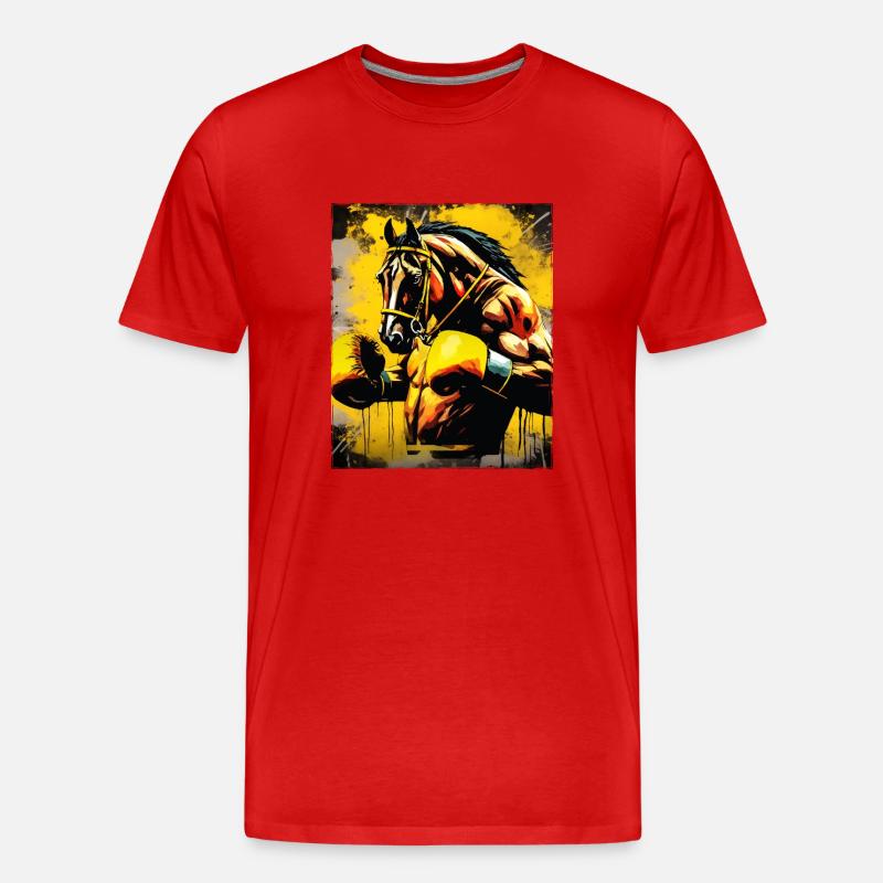 Pferd Boxer Kämpfer - Männer Premium Bio T-Shirt - Rot