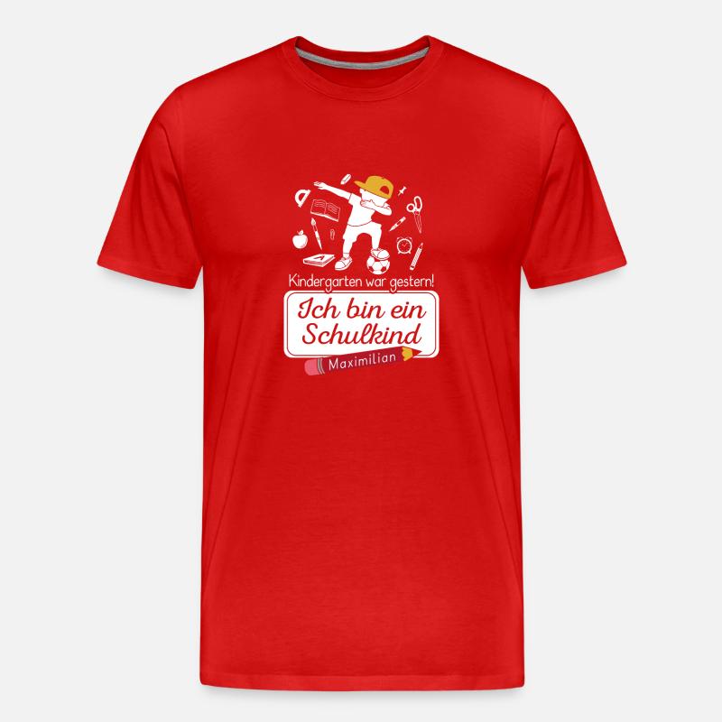 Ich bin ein Schulkind Maximilian - Männer Premium Bio T-Shirt - Rot