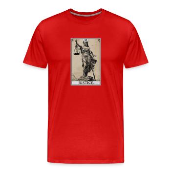 Cartes de tarot Carte de tarot Justice Justice - T-shirt bio Premium Homme - rouge - Devant - Damien (186cm)