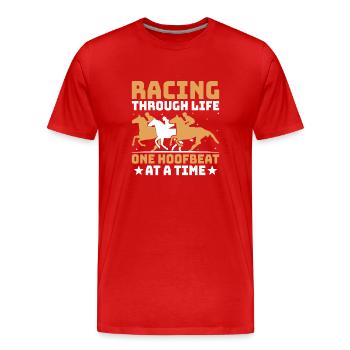 Courses de chevaux pur-sang Équitation Chevaux équestres - T-shirt bio Premium Homme - rouge - Devant - Damien (186cm)