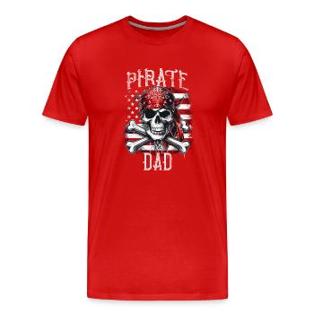 Chemise Papa Pirate Jolly Roger Crossbones Skull - T-shirt bio Premium Homme - rouge - Devant - Damien (186cm)