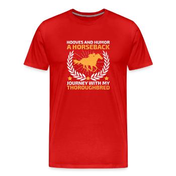 Courses de chevaux pur-sang Équitation Chevaux équestres - T-shirt bio Premium Homme - rouge - Devant - Damien (186cm)