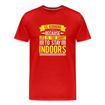 Run Country Runner and XC Coach - Unique Cross - Men's Premium Organic T-Shirt - red - Front - Damien (186cm)