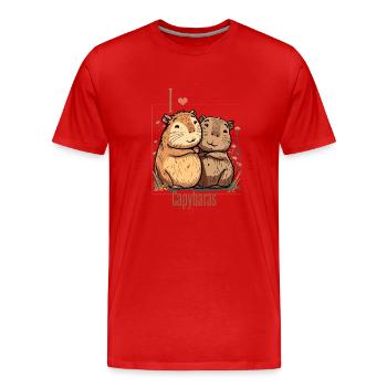Capybara Animal amour eau brillance amour cadeau - T-shirt bio Premium Homme - rouge - Devant - Damien (186cm)