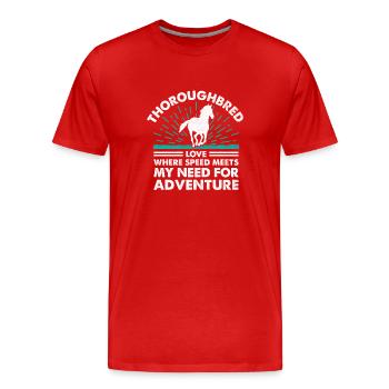 Vollblut Pferderennen Reiten Reiterpferde - Männer Premium Bio T-Shirt - Rot - Vorne - Damien (186cm)