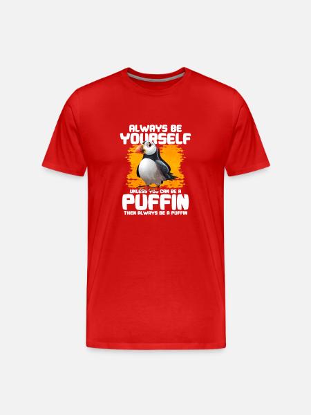 Puffin Bird Gift - Men's Premium Organic T-Shirt - red