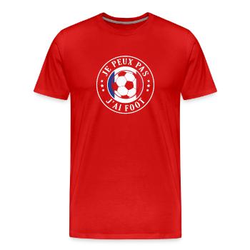 Je Peux pas j'ai foot football joueur Footballeur - T-shirt bio Premium Homme - rouge - Devant - Damien (186cm)