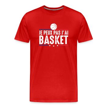 Je Peux pas j'ai Basket Basket-Ball Basketteur fan - T-shirt bio Premium Homme - rouge - Devant - Damien (186cm)