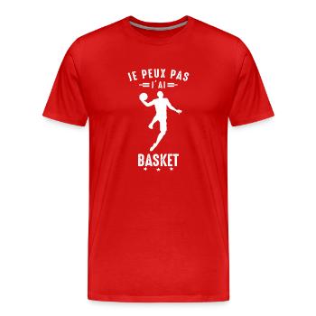 Je Peux pas j'ai Basket Basket-Ball Basketteur fan - T-shirt bio Premium Homme - rouge - Devant - Damien (186cm)
