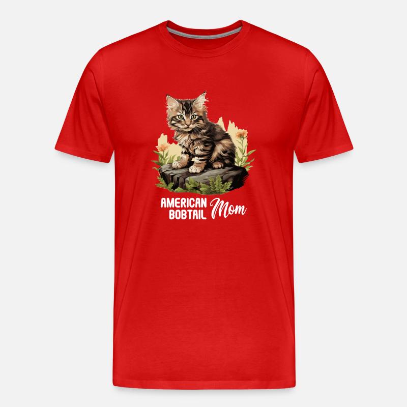 Cat Katzen American Bobtail - Männer Premium Bio T-Shirt - Rot