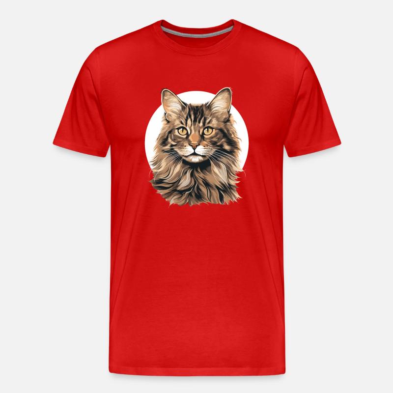 Cat Katzen American Bobtail - Männer Premium Bio T-Shirt - Rot