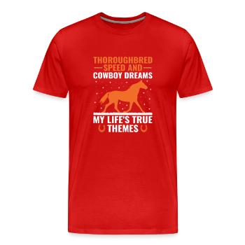 Courses de chevaux pur-sang Équitation Chevaux équestres - T-shirt bio Premium Homme - rouge - Devant - Damien (186cm)