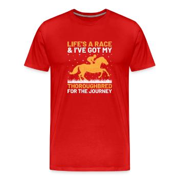 Courses de chevaux pur-sang Équitation Chevaux équestres - T-shirt bio Premium Homme - rouge - Devant - Damien (186cm)