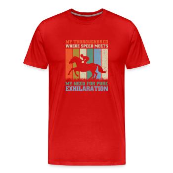 Courses de chevaux pur-sang Équitation Chevaux équestres - T-shirt bio Premium Homme - rouge - Devant - Damien (186cm)