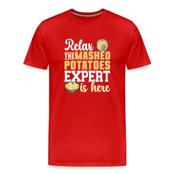 Purée de pommes de terre Purée de pommes de terre - T-shirt bio Premium Homme - rouge - Devant - Damien (186cm)