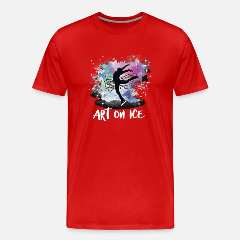 Eislaufen Schlittschuhläufer - Männer Premium Bio T-Shirt - Rot