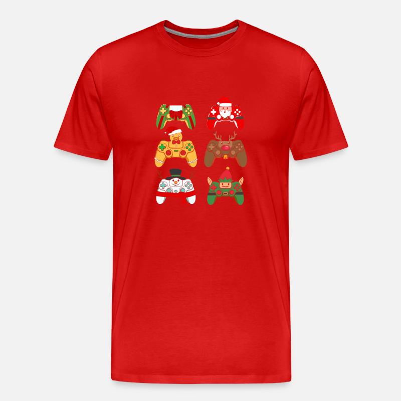 Christmas Gaming Controller - Männer Premium Bio T-Shirt - Rot