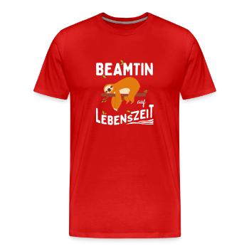 Paresseux Fonctionnaire à vie Fonctionnaire à vie - T-shirt bio Premium Homme - rouge - Devant - Damien (186cm)