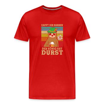 Bande d’imbéciles, le roi a soif de bière - T-shirt bio Premium Homme - rouge - Devant - Damien (186cm)