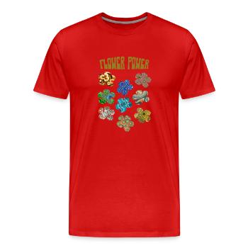 Motifs rétro Flower power - T-shirt bio Premium Homme - rouge - Devant - Damien (186cm)
