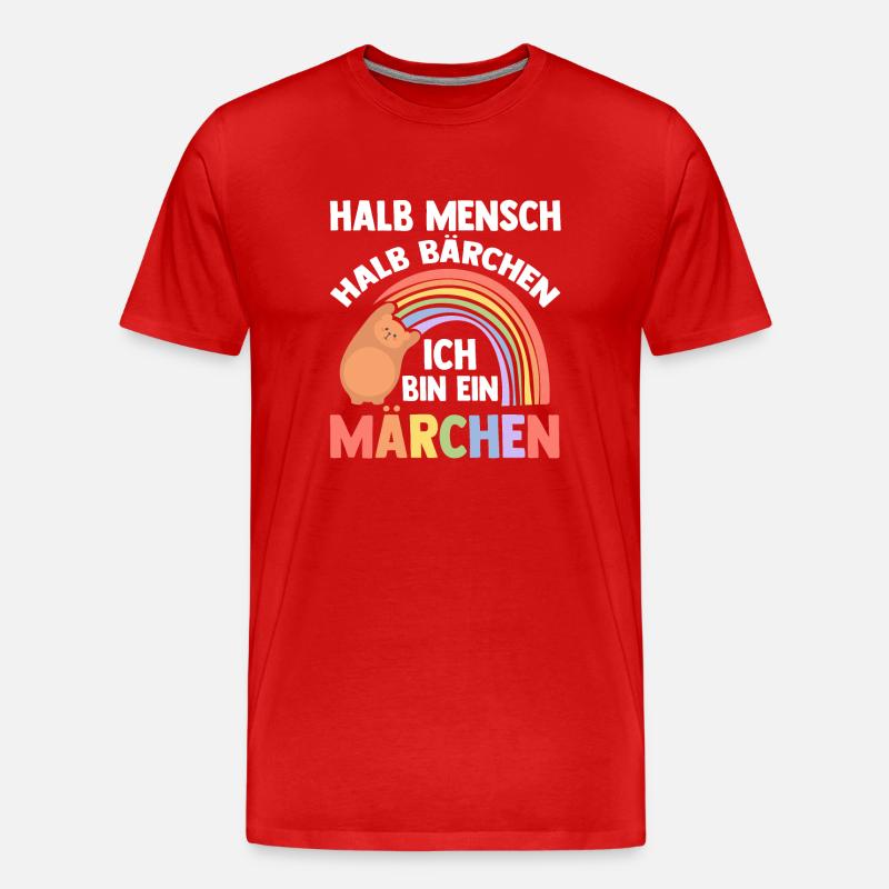 Half Human, Half Bear - Men's Premium Organic T-Shirt - red