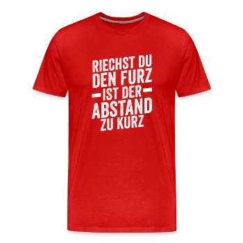 Si vous sentez l’odeur du pet, la distance est trop courte - T-shirt bio Premium Homme - rouge - Devant - Damien (186cm)