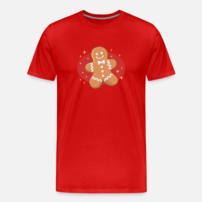 Lebkuchenmann Lebkuchen Lebkuchenmänner Geschenk - Männer Premium Bio T-Shirt - Rot