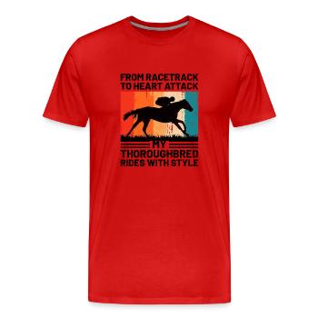 Courses de chevaux pur-sang Équitation Chevaux équestres - T-shirt bio Premium Homme - rouge - Devant - Damien (186cm)