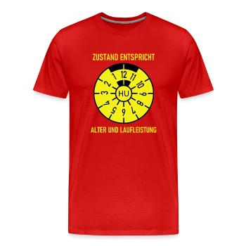 HU - Zustand entspricht Alter und Laufleistung - Männer Premium Bio T-Shirt - Rot - Vorne - Damien (186cm)