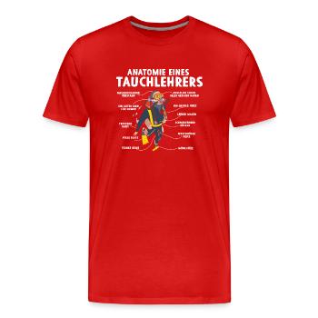 Anatomie d’un instructeur de plongée - T-shirt bio Premium Homme - rouge - Devant - Damien (186cm)