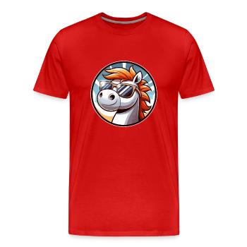 Pferd mit Sonnenbrille in Comicstyle - Männer Premium Bio T-Shirt - Rot - Vorne - Damien (186cm)