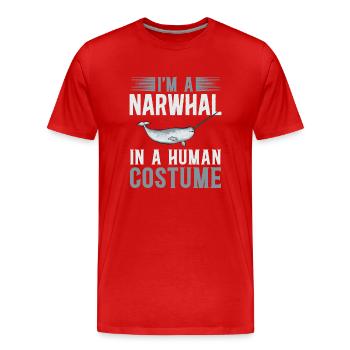 Narwal Einhornwal - Männer Premium Bio T-Shirt - Rot - Vorne - Damien (186cm)