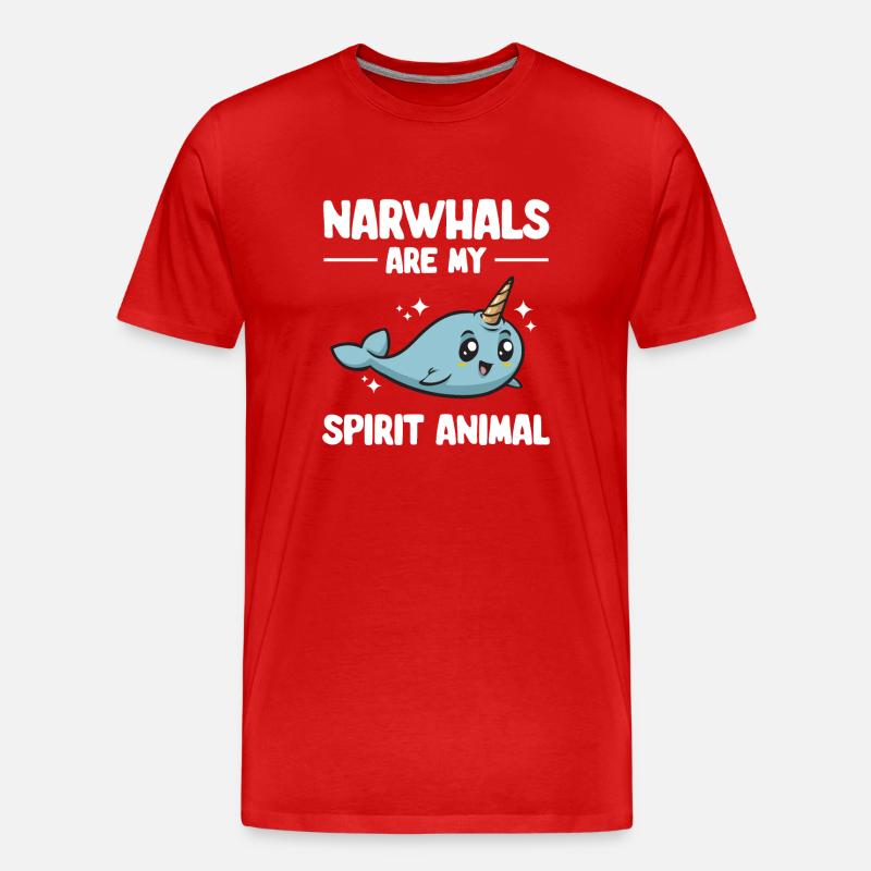Narwal Einhornwal - Männer Premium Bio T-Shirt - Rot