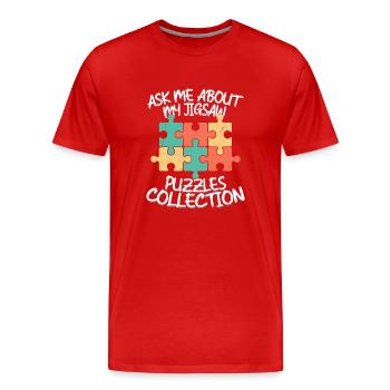 Posez-moi des questions sur ma pièce de la collection Jigsaw Puzzles alors - T-shirt bio Premium Homme - rouge - Devant - Damien (186cm)