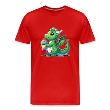 Drache mit Matsch-Eis - Männer Premium Bio T-Shirt - Rot - Vorne - Damien (186cm)