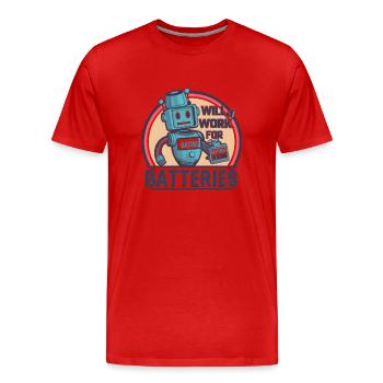 Roboterzeichen: Funktioniert für Batterien Digitales Design - Männer Premium Bio T-Shirt - Rot - Vorne - Damien (186cm)