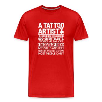 Tattoo Artist Tattoo Artist Talents - Men's Premium Organic T-Shirt - red - Front - Damien (186cm)