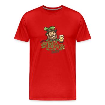 Fröhliche Cheers Leprechaun - Männer Premium Bio T-Shirt - Rot - Vorne - Damien (186cm)