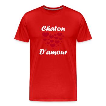 Chaton - T-shirt bio Premium Homme - rouge - Devant - Damien (186cm)