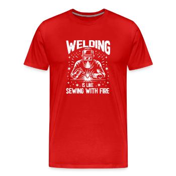 Schweißer Schweißen - Männer Premium Bio T-Shirt - Rot - Vorne - Damien (186cm)