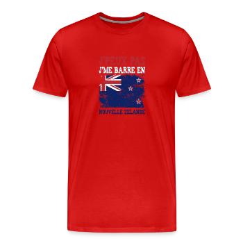 Ich kann nicht, ich bin in Neuseeland - Männer Premium Bio T-Shirt - Rot - Vorne - Damien (186cm)