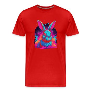 Space Nebula Galaxy Rabbit Lovers Vaporwave - Men's Premium Organic T-Shirt - red - Front - Damien (186cm)