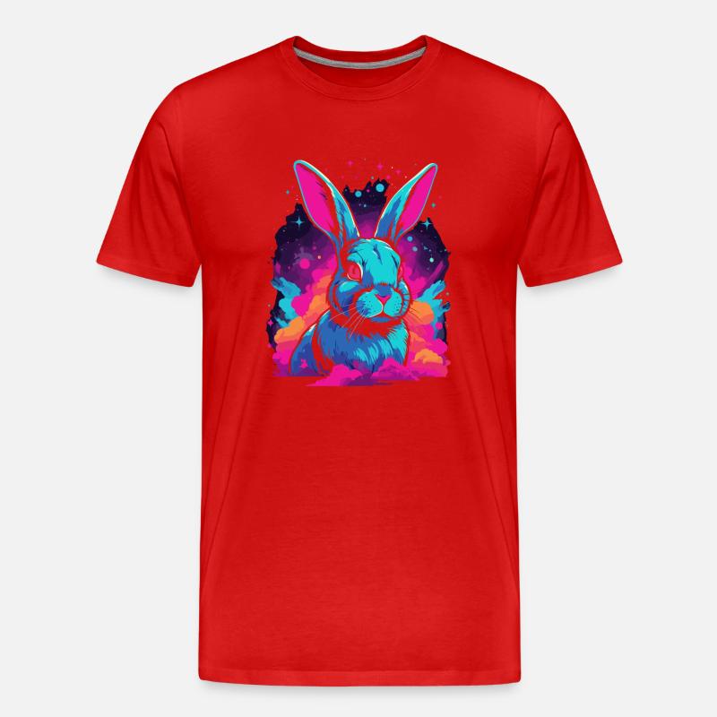Nébuleuse de l’espace Galaxy Rabbit Lovers Vaporwave - T-shirt bio Premium Homme - rouge