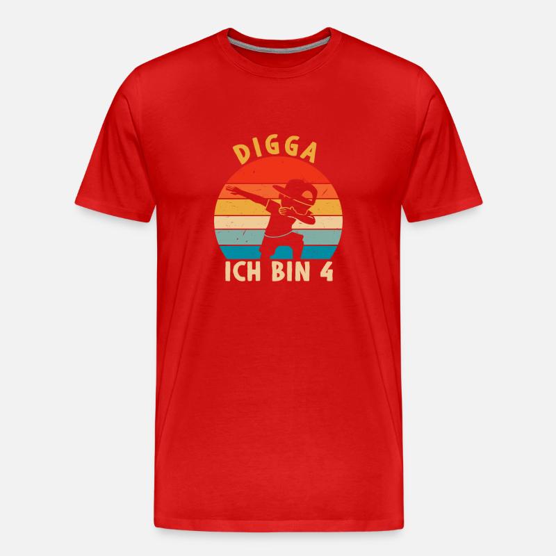 Digga Ich bin 4 - Männer Premium Bio T-Shirt - Rot