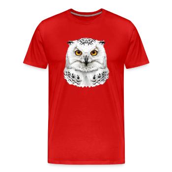 Snowy Owl Head - Men's Premium Organic T-Shirt - red - Front - Damien (186cm)